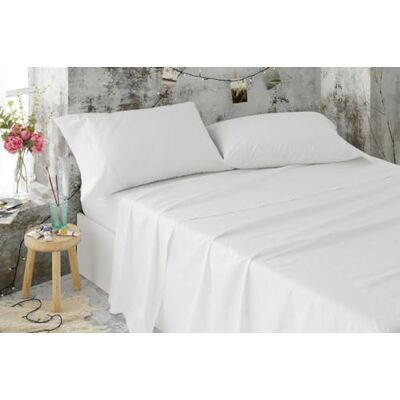 Sábanas de Hostelería Juego de Sábanas 120x190/200 Ropa de Cama Algodón/Poliéster Fácil Planchado Color Blanco Disponible en Más Medidas Sábanas de Hostelería Juego de Sábanas 120x190/200 Ropa de Cama Algodón/Poliéster Fácil Planchado Color Blanco Disponible en Más Medidas