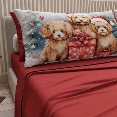 PETTI ARTIGIANI ITALIANI – Juego de Sábanas de Algodón con Fundas de Almohada de Navidad, 2 Plazas, Dog Burdeos, Completo Cama Matrimonial, 100% Made in Italy PETTI ARTIGIANI ITALIANI – Juego de Sábanas de Algodón con Fundas de Almohada de Navidad, 2 Plazas, Dog Burdeos, Completo Cama Matrimonial, 100% Made in Italy