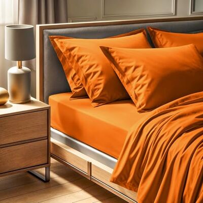 Nuit Des Rêves Ranforce Sábana Bajera Ajustable (180 x 200 + 30 cm), 100% algodón, 155 Hilos, Lavable a máquina a 30 °C, Naranja Vibrante para una Comodidad de Lujo Nuit Des Rêves Ranforce Sábana Bajera Ajustable (180 x 200 + 30 cm), 100% algodón, 155 Hilos, Lavable a máquina a 30 °C, Naranja Vibrante para una Comodidad de Lujo