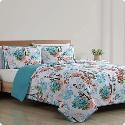 VCNY Home Juego de edredón Ropa de Cama Reversible ultrasuave, Ligera, Fresca y Transpirable, Lavable a máquina, Mezcla de poliéster, Multicolor, matrimonial/Queen VCNY Home Juego de edredón Ropa de Cama Reversible ultrasuave, Ligera, Fresca y Transpirable, Lavable a máquina, Mezcla de poliéster, Multicolor, matrimonial/Queen