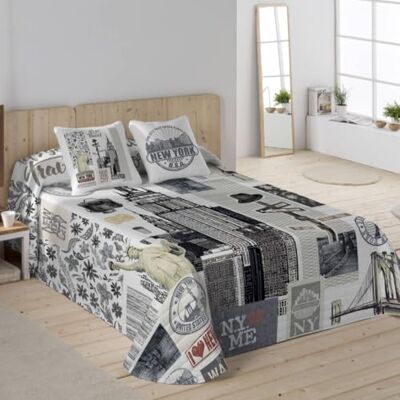 NATURALS Colcha Bouti Estampada Cama 90 (180x260 cm) Microfibra Extrasuave 1 Funda de Cojín 50x50 cm Cubrecama Acolchado a Líneas Ideal Primavera y Verano NATURALS Colcha Bouti Estampada Cama 90 (180x260 cm) Microfibra Extrasuave 1 Funda de Cojín 50x50 cm Cubrecama Acolchado a Líneas Ideal Primavera y Verano