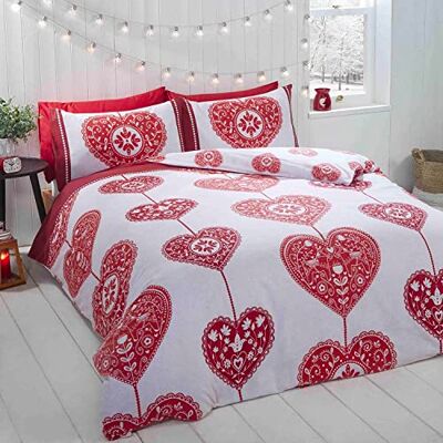 Rapport Home Rojo Juego de Fundas Nórdicas de Algodón Cepillado - Juego de Duvet Rapport Home Rojo Juego de Fundas Nórdicas de Algodón Cepillado - Juego de Duvet