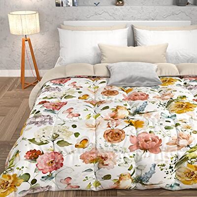 PETTI ARTIGIANI ITALIANI Colcha de Invierno, edredón de Invierno, edredón Cuadrado y Medio de Doble Cara, Color sólido y Estampado Floral Blanco, 100% Microfibra hipoalergénica, Fabricado en Italia PETTI ARTIGIANI ITALIANI Colcha de Invierno, edredón de Invierno, edredón Cuadrado y Medio de Doble Cara, Color sólido y Estampado Floral Blanco, 100% Microfibra hipoalergénica, Fabricado en Italia