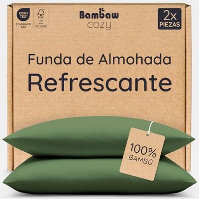 Bambaw Funda Almohada 80x80 cm Bambu, Pack de 2, Sábanas Refrigerantes Anticalor, Sabanas Verano Termorreguladoras, Sabanas Bambu Sostenible y Suave, Funda Antiacaros Almohada 80x80cm (Oliva) Bambaw Funda Almohada 80x80 cm Bambu, Pack de 2, Sábanas Refrigerantes Anticalor, Sabanas Verano Termorreguladoras, Sabanas Bambu Sostenible y Suave, Funda Antiacaros Almohada 80x80cm (Oliva)