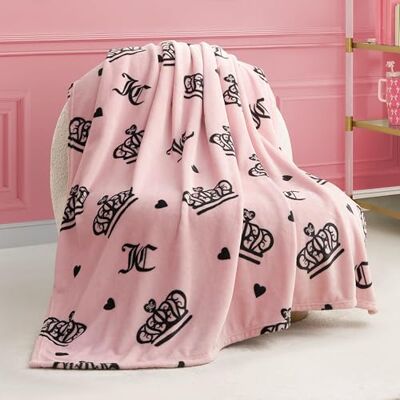 Juicy Couture Elegante Manta de Felpa Crown Diamond 127 x 177 cm, Rosa Mantas Decorativas para sofás, Cuadros para sillas y Camas Juicy Couture Elegante Manta de Felpa Crown Diamond 127 x 177 cm, Rosa Mantas Decorativas para sofás, Cuadros para sillas y Camas