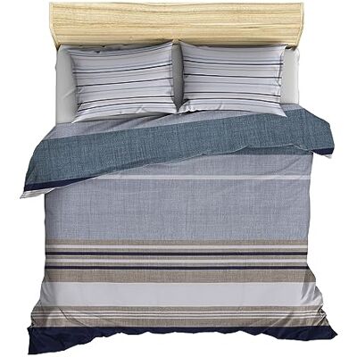 WELLHOME - Ranforce 240x220 - Azul - Gris - Juego de funda nórdica WELLHOME - Ranforce 240x220 - Azul - Gris - Juego de funda nórdica