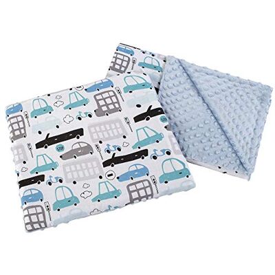 Medi Partners Manta para bebé con cojín, 100% algodón, Manta Infantil de Minky, 55 x 75 + 35 x 30 cm, Multifuncional, para Cochecito de bebé, Cuna (Cars con Azul Claro Minky) Medi Partners Manta para bebé con cojín, 100% algodón, Manta Infantil de Minky, 55 x 75 + 35 x 30 cm, Multifuncional, para Cochecito de bebé, Cuna (Cars con Azul Claro Minky)