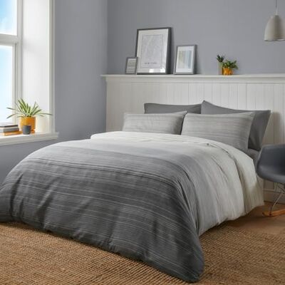 Fusion Juego de Funda nórdica contemporánea Color carbón, tamaño Super King, 260 x 220 cm, Incluye Fundas de Almohada a Juego, Ropa de Cama Reversible, líneas de carbón, Ropa de Cama náutica, Tela Fusion Juego de Funda nórdica contemporánea Color carbón, tamaño Super King, 260 x 220 cm, Incluye Fundas de Almohada a Juego, Ropa de Cama Reversible, líneas de carbón, Ropa de Cama náutica, Tela