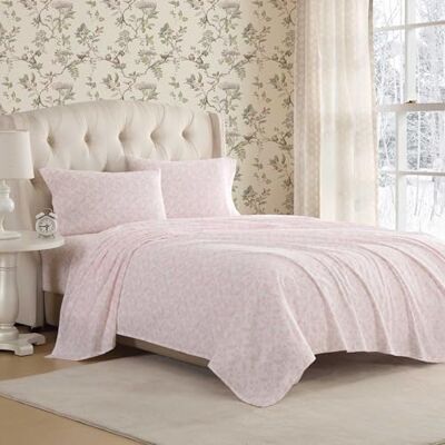 Laura Ashley Sábanas de Cama Individual, Juego de Ropa de Cama de Franela de algodón con Funda de Almohada a Juego, Cepillado para Mayor suavidad, Bolsillo Profundo, Certificado Oeko-Tex (Rosa Laura Ashley Sábanas de Cama Individual, Juego de Ropa de Cama de Franela de algodón con Funda de Almohada a Juego, Cepillado para Mayor suavidad, Bolsillo Profundo, Certificado Oeko-Tex (Rosa