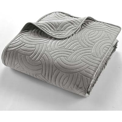 Douceur d'Intérieur Solange Cubrecamas, Acolchado, 220 x 240 cm, Gris, Terciopelo Liso Douceur d'Intérieur Solange Cubrecamas, Acolchado, 220 x 240 cm, Gris, Terciopelo Liso