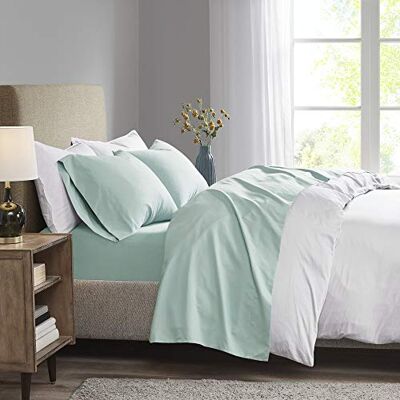 Madison Park Juego de Ropa de Cama Acogedor para Todas Las Estaciones, Funda de Almohada a Juego, poliéster, Espuma de mar, King Madison Park Juego de Ropa de Cama Acogedor para Todas Las Estaciones, Funda de Almohada a Juego, poliéster, Espuma de mar, King