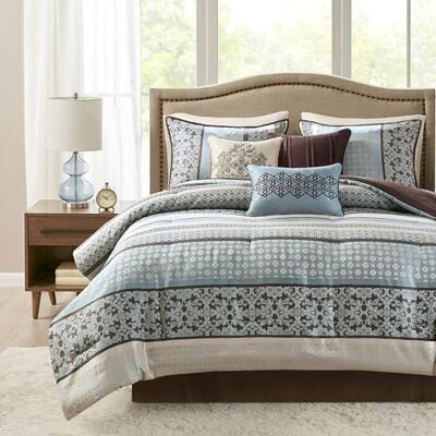 Madison Park Ropa de Cama Alternativa para Todas Las Estaciones con Fundas a Juego, Almohada Decorativa, poliéster, Azul, Queen (90 x 90 Pulgadas) Madison Park Ropa de Cama Alternativa para Todas Las Estaciones con Fundas a Juego, Almohada Decorativa, poliéster, Azul, Queen (90 x 90 Pulgadas)