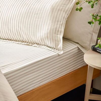 Yard Hebden Midi A Rayas Bajeras Ajustables – Sábana De Algodón 100% Ultrasuave con Rayas (Natural – Super King – 180x200x32cm) Yard Hebden Midi A Rayas Bajeras Ajustables – Sábana De Algodón 100% Ultrasuave con Rayas (Natural – Super King – 180x200x32cm)