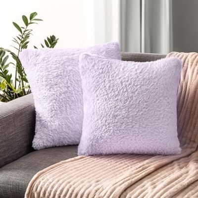 PAVILIA Juego de 2 Fundas de cojín de Piel sintética Suave para sofá, Cama, sofá, decoración del hogar, habitación, Color Morado, 45 x 45 cm PAVILIA Juego de 2 Fundas de cojín de Piel sintética Suave para sofá, Cama, sofá, decoración del hogar, habitación, Color Morado, 45 x 45 cm
