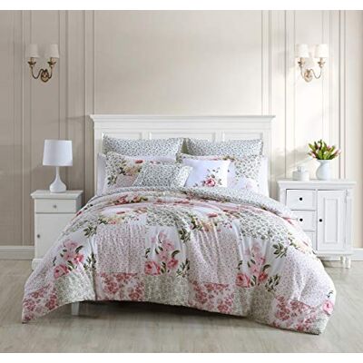 Laura Ashley Home Juego de edredón King, Ropa de Cama de algodón Reversible, Incluye Fundas a Juego con Fundas Europeas y Almohadas adicionales (Ailyn Pink, King) Laura Ashley Home Juego de edredón King, Ropa de Cama de algodón Reversible, Incluye Fundas a Juego con Fundas Europeas y Almohadas adicionales (Ailyn Pink, King)