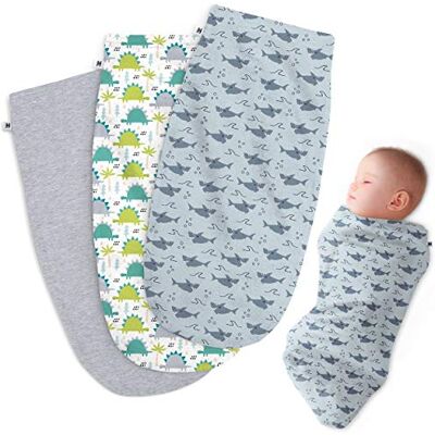 HH Henry Hunter Henry Hunter Saco de bebé para Envolver El Simple Swaddle Manta de recepción de algodón Suave y elástica para recién Nacidos de 0-3 Meses (Paquete de 3) Dinosaurio tiburón Jaspeado Ligero HH Henry Hunter Henry Hunter Saco de bebé para Envolver El Simple Swaddle Manta de recepción de algodón Suave y elástica para recién Nacidos de 0-3 Meses (Paquete de 3) Dinosaurio tiburón Jaspeado Ligero