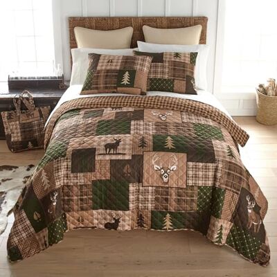 Sharp Juego de ropa de cama matrimonial/queen – 3 piezas – Juego de edredón Green Forest Lodge con edredón matrimonial/Queen y dos fundas de almohada estándar – Se adapta a camas de tamaño Queen Sharp Juego de ropa de cama matrimonial/queen – 3 piezas – Juego de edredón Green Forest Lodge con edredón matrimonial/Queen y dos fundas de almohada estándar – Se adapta a camas de tamaño Queen