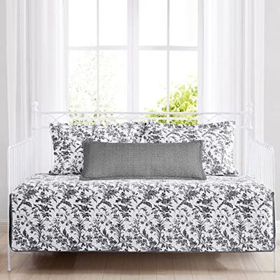 Laura Ashley Home Juego de Cama de día Ligero y Acogedor, Reversible, para Todas Las Estaciones con Fundas de Almohada a Juego y Funda de Almohada, algodón, Negro, Individual Laura Ashley Home Juego de Cama de día Ligero y Acogedor, Reversible, para Todas Las Estaciones con Fundas de Almohada a Juego y Funda de Almohada, algodón, Negro, Individual