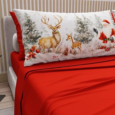 PETTI ARTIGIANI ITALIANI – Juego de Sábanas de Algodón con Fundas de Almohada de Navidad, 2 Plazas, Xmas 17 Rojo, Completo Cama Matrimonial, 100% Made in Italy PETTI ARTIGIANI ITALIANI – Juego de Sábanas de Algodón con Fundas de Almohada de Navidad, 2 Plazas, Xmas 17 Rojo, Completo Cama Matrimonial, 100% Made in Italy