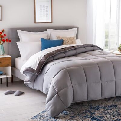 Linenspa Edredón nórdico de microfibra – relleno nórdico 4 estaciones – ultra suave – Edredon Cama 135 (200 x 200 cm), Gris Linenspa Edredón nórdico de microfibra – relleno nórdico 4 estaciones – ultra suave – Edredon Cama 135 (200 x 200 cm), Gris