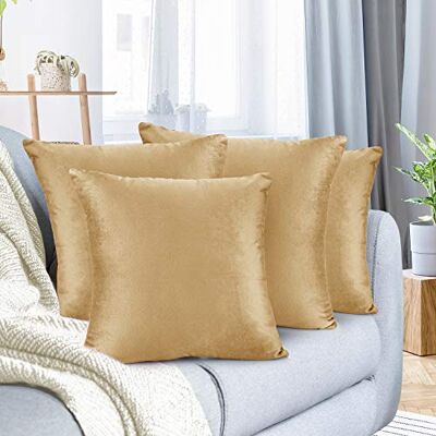 nestl Juego de 4 Fundas de cojín Decorativas de Terciopelo acogedoras para Exteriores, 18 x 18 Pulgadas, Fundas de cojín Lisas y Suaves para sofá, Cama y automóvil, Color Dorado Camello nestl Juego de 4 Fundas de cojín Decorativas de Terciopelo acogedoras para Exteriores, 18 x 18 Pulgadas, Fundas de cojín Lisas y Suaves para sofá, Cama y automóvil, Color Dorado Camello