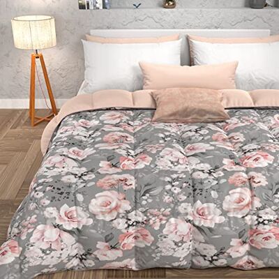 PETTI ARTIGIANI ITALIANI Colcha de Invierno, edredón de Invierno, Colcha de Matrimonio, Doble Cara, Color Liso e impresión Digital Floral 17 02, 100% Microfibra hipoalergénica, Fabricado en Italia PETTI ARTIGIANI ITALIANI Colcha de Invierno, edredón de Invierno, Colcha de Matrimonio, Doble Cara, Color Liso e impresión Digital Floral 17 02, 100% Microfibra hipoalergénica, Fabricado en Italia