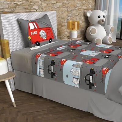 Soleil d'ocre , Juego de sábanas 180 x 290 cm POMPIERS Gris, 100% algodón 57 Hilos/cm² Soleil d'ocre , Juego de sábanas 180 x 290 cm POMPIERS Gris, 100% algodón 57 Hilos/cm²