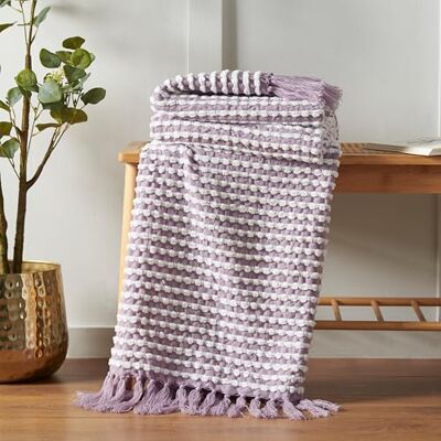 Catherine Lansfield Stab Stitch Manta, 125 x 150 cm, Color Lila Catherine Lansfield Stab Stitch Manta, 125 x 150 cm, Color Lila