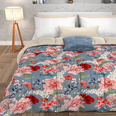 PETTI ARTIGIANI ITALIANI Colcha de Invierno, edredón de Invierno, Colcha de Matrimonio, Doble Cara, Color Liso e impresión Digital Floral 19 04, 100% Microfibra hipoalergénica, Fabricado en Italia PETTI ARTIGIANI ITALIANI Colcha de Invierno, edredón de Invierno, Colcha de Matrimonio, Doble Cara, Color Liso e impresión Digital Floral 19 04, 100% Microfibra hipoalergénica, Fabricado en Italia
