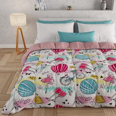 PETTI ARTIGIANI ITALIANI Edredón, edredón de Invierno, edredón de Invierno, Colcha Individual Reversible Monocolor e impresión Digital, 100% Microfibra hipoalergénica, Fabricado en Italia PETTI ARTIGIANI ITALIANI Edredón, edredón de Invierno, edredón de Invierno, Colcha Individual Reversible Monocolor e impresión Digital, 100% Microfibra hipoalergénica, Fabricado en Italia