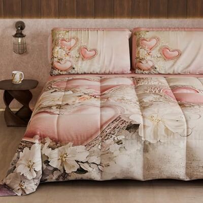 PETTI ARTIGIANI ITALIANI Colcha de Invierno, edredón de Matrimonio Reversible Monocolor e impresión Digital, Shabby 04 343, 100% Microfibra, Fabricado en Italia PETTI ARTIGIANI ITALIANI Colcha de Invierno, edredón de Matrimonio Reversible Monocolor e impresión Digital, Shabby 04 343, 100% Microfibra, Fabricado en Italia