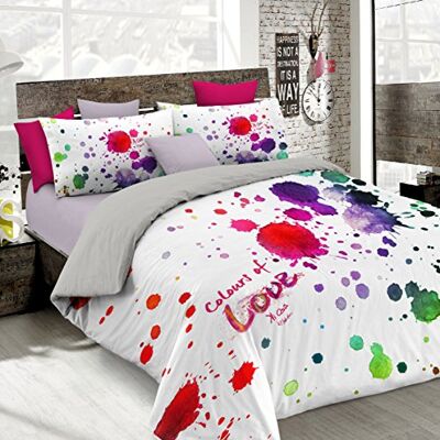 Italian Bed Linen KI-OSA Cubierta de edredón con impresión digital de cobertura completa,250x200cm, KIO615, 100 % Algodón, KIO 615, DOBLE Italian Bed Linen KI-OSA Cubierta de edredón con impresión digital de cobertura completa,250x200cm, KIO615, 100 % Algodón, KIO 615, DOBLE