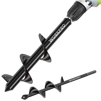 WORKPRO Brocas Espirales para Jardín 2 Piezas Barrenas para Taladro de 8×30cm y 4×22cm, Excavadoras de Suelo para Plantación y Jardinería WORKPRO Brocas Espirales para Jardín 2 Piezas Barrenas para Taladro de 8×30cm y 4×22cm, Excavadoras de Suelo para Plantación y Jardinería