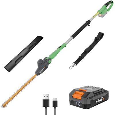WORKPRO X Cortasetos Telescópico Inalámbrica 20V, Cortasetos de Pértiga, Tijeras Cortasetos con Batería, Podar Telescópica hasta 2,8M, con Ángulos Ajustables, Longitud de Corte 45CM WORKPRO X Cortasetos Telescópico Inalámbrica 20V, Cortasetos de Pértiga, Tijeras Cortasetos con Batería, Podar Telescópica hasta 2,8M, con Ángulos Ajustables, Longitud de Corte 45CM