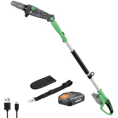 WORKPRO X Motosierra Telescópica 20V a Batería, Podadora Eléctrica Telescópica con Pértiga Extensible hasta 2,8M, Motosierra Pértiga Eléctrica para Podar Jardín WORKPRO X Motosierra Telescópica 20V a Batería, Podadora Eléctrica Telescópica con Pértiga Extensible hasta 2,8M, Motosierra Pértiga Eléctrica para Podar Jardín