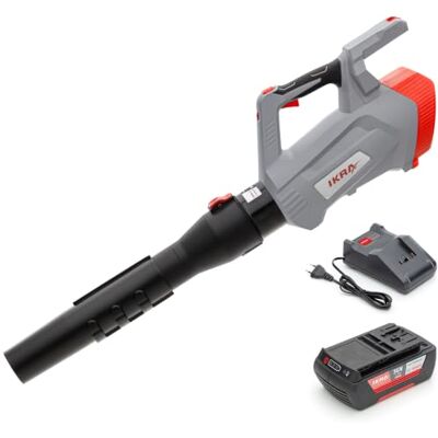 IKRA soplador IB-LB 36, Interruptor Turbo, con batería 36V 2Ah y Cargador Compatible con Bosch, velocidad de soplado máx. 215 km/h, regulación de velocidad, tubo ajustable en 3 posiciones, sólo 2,1kg IKRA soplador IB-LB 36, Interruptor Turbo, con batería 36V 2Ah y Cargador Compatible con Bosch, velocidad de soplado máx. 215 km/h, regulación de velocidad, tubo ajustable en 3 posiciones, sólo 2,1kg