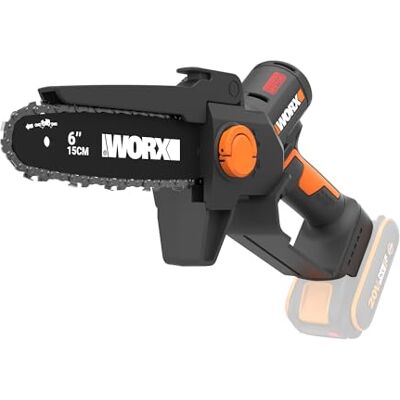 WORX Mini Motosierra 15cm 20V Brushless, sin Batería Motor brushless NITRO, cambio cadena sin herramientas, doble seguridad, compatible 20V/40V, cadena 15cm incluida WORX Mini Motosierra 15cm 20V Brushless, sin Batería Motor brushless NITRO, cambio cadena sin herramientas, doble seguridad, compatible 20V/40V, cadena 15cm incluida