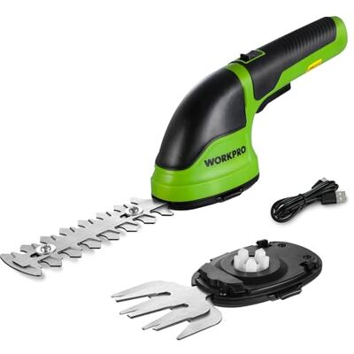 WORKPRO Tijeras Cortacésped y Arreglasetos 2 en 1, 3,6 V Cortasetos a Batería 2 Ah, Tijeras Arreglaseto con 2 Tipos de Cuchillas Ancho de Corte 75 mm, 118 mm, Herramienta para Jardín (Verde) WORKPRO Tijeras Cortacésped y Arreglasetos 2 en 1, 3,6 V Cortasetos a Batería 2 Ah, Tijeras Arreglaseto con 2 Tipos de Cuchillas Ancho de Corte 75 mm, 118 mm, Herramienta para Jardín (Verde)