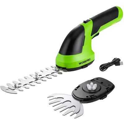 WORKPRO Tijeras Cortacésped y Arreglasetos 2 en 1, 7,2 V Cortasetos a Batería 2 Ah, Tijeras Arreglaseto con 2 Tipos de Cuchillas Ancho de Corte 100 mm, 150 mm, Herramienta para Jardín (Verde) WORKPRO Tijeras Cortacésped y Arreglasetos 2 en 1, 7,2 V Cortasetos a Batería 2 Ah, Tijeras Arreglaseto con 2 Tipos de Cuchillas Ancho de Corte 100 mm, 150 mm, Herramienta para Jardín (Verde)