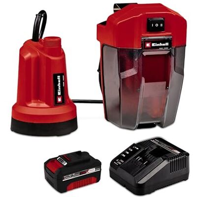 Einhell Bomba de drenaje de agua clara inalámbrica GE-SP 18 LL Li (1x4,0 Ah) PXC (Li-Ion, 18V, 4500 L/h máx., caja de batería flexible, encendido continuo, batería de 4,0 Ah y cargador rápido Einhell Bomba de drenaje de agua clara inalámbrica GE-SP 18 LL Li (1x4,0 Ah) PXC (Li-Ion, 18V, 4500 L/h máx., caja de batería flexible, encendido continuo, batería de 4,0 Ah y cargador rápido