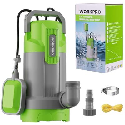 WORKPRO Bomba Sumergible de Aguas Sucias 700 W, Bomba de Agua con Interruptor de Flotador, Caudal Máx. 17.000 L/h, Profundidad Inmersión 7 m, para Drenaje de Sótanos, Piscinas y Jardín WORKPRO Bomba Sumergible de Aguas Sucias 700 W, Bomba de Agua con Interruptor de Flotador, Caudal Máx. 17.000 L/h, Profundidad Inmersión 7 m, para Drenaje de Sótanos, Piscinas y Jardín