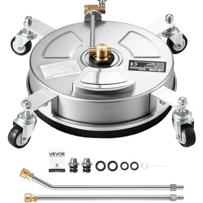VEVOR Limpiador de Superficies para Hidrolimpiadora 41,9 cm con 4 Ruedas para Suelos y Bajos de Vehículos, 2000-4000 PSI (138-276 bar), con Acero Inoxidable 430, Adaptador de 30° y Conector 6,35 mm VEVOR Limpiador de Superficies para Hidrolimpiadora 41,9 cm con 4 Ruedas para Suelos y Bajos de Vehículos, 2000-4000 PSI (138-276 bar), con Acero Inoxidable 430, Adaptador de 30° y Conector 6,35 mm