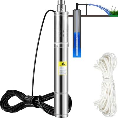 VEVOR Bomba de Agua Sumergible para Pozo Profundo, Motor de 550 W, 230 V 50 Hz Flujo Máximo de 35 L/min, para Tierras de Cultivo Fábricas Minas VEVOR Bomba de Agua Sumergible para Pozo Profundo, Motor de 550 W, 230 V 50 Hz Flujo Máximo de 35 L/min, para Tierras de Cultivo Fábricas Minas