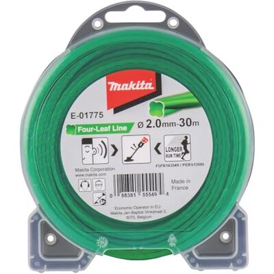 Makita Desbrozadora hoja trébol alambre verde Cortadora hilo 2,0mm 30m Makita Desbrozadora hoja trébol alambre verde Cortadora hilo 2,0mm 30m