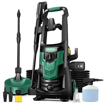 COOCHEER Limpiador de Alta presión de 160 Bares, Limpiador de Alta presión eléctrico 1700 W con Boquilla 3 en 1, Manguera de Alta presión 5 m, caudal: 450 l/h, Coches/Vallas COOCHEER Limpiador de Alta presión de 160 Bares, Limpiador de Alta presión eléctrico 1700 W con Boquilla 3 en 1, Manguera de Alta presión 5 m, caudal: 450 l/h, Coches/Vallas