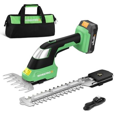 WORKPRO X Tijeras Cortacésped y Arreglasetos 2 en 1, 20V Cortasetos Eléctrico para Césped y Arbustos con 2 Cuchillas, Tijeras Cortacésped Batería, Tijeras Arreglaseto para Jardinería WORKPRO X Tijeras Cortacésped y Arreglasetos 2 en 1, 20V Cortasetos Eléctrico para Césped y Arbustos con 2 Cuchillas, Tijeras Cortacésped Batería, Tijeras Arreglaseto para Jardinería