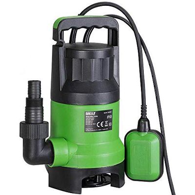 BAKAJI Bomba de inmersión electrobomba sumergible para aguas sucias Potencia 400 W Alcance 7000 L/h Profundidad máxima 7 metros con fondo plano Asa para el transporte y cable 10 metros (7000 litros/h) BAKAJI Bomba de inmersión electrobomba sumergible para aguas sucias Potencia 400 W Alcance 7000 L/h Profundidad máxima 7 metros con fondo plano Asa para el transporte y cable 10 metros (7000 litros/h)