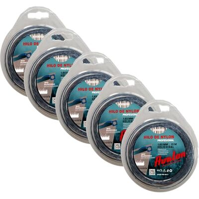 Avalon valon Pack 5 Hilos Reforzado de Nylon Universal para Desbrozadora y Cortacésped (1,65 mm x 15 m) Hilo de desbrozadora Reforzado DualPower para maleza Avalon valon Pack 5 Hilos Reforzado de Nylon Universal para Desbrozadora y Cortacésped (1,65 mm x 15 m) Hilo de desbrozadora Reforzado DualPower para maleza