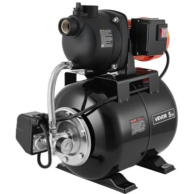 VEVOR Bomba para Pozos Poco Profundos 1,1 HP, Bomba de Agua de Trasvase 5000 LPH, con Tanque de Presión 19 L, Plástico, Sistema Automático de Transferencia de Agua, 1,4-2,8 bar, para Jardín, Césped VEVOR Bomba para Pozos Poco Profundos 1,1 HP, Bomba de Agua de Trasvase 5000 LPH, con Tanque de Presión 19 L, Plástico, Sistema Automático de Transferencia de Agua, 1,4-2,8 bar, para Jardín, Césped