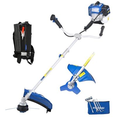 Hyundai Desbrozadora de Gasolina de 56 CC y Recortadora de césped 2 en 1, Hoja de Acero y Cabezal de línea de Nailon de 43 cm, Eje Dividido, arnés Incluido, Cortador de jardín Resistente Hyundai Desbrozadora de Gasolina de 56 CC y Recortadora de césped 2 en 1, Hoja de Acero y Cabezal de línea de Nailon de 43 cm, Eje Dividido, arnés Incluido, Cortador de jardín Resistente